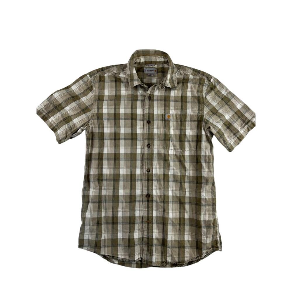 Carhartt Plaid Short Sleeve Shirt Medium Button-Up Outdoor Workwear